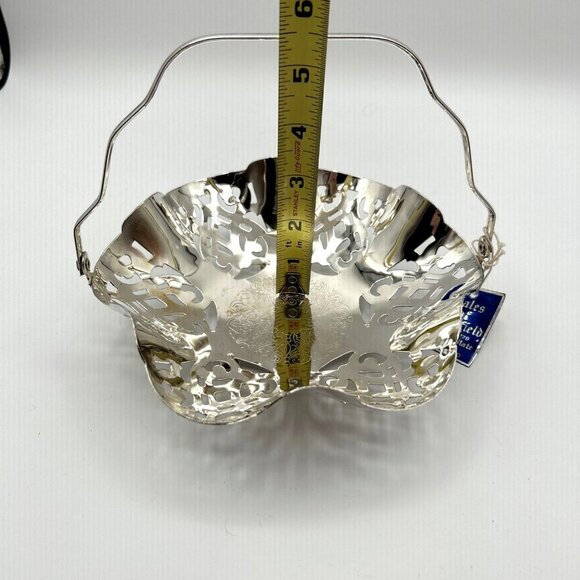 Gales of Sheffield England Silverplate Pierced Basket Ruffled & Etched MCM - Picture 4 of 9